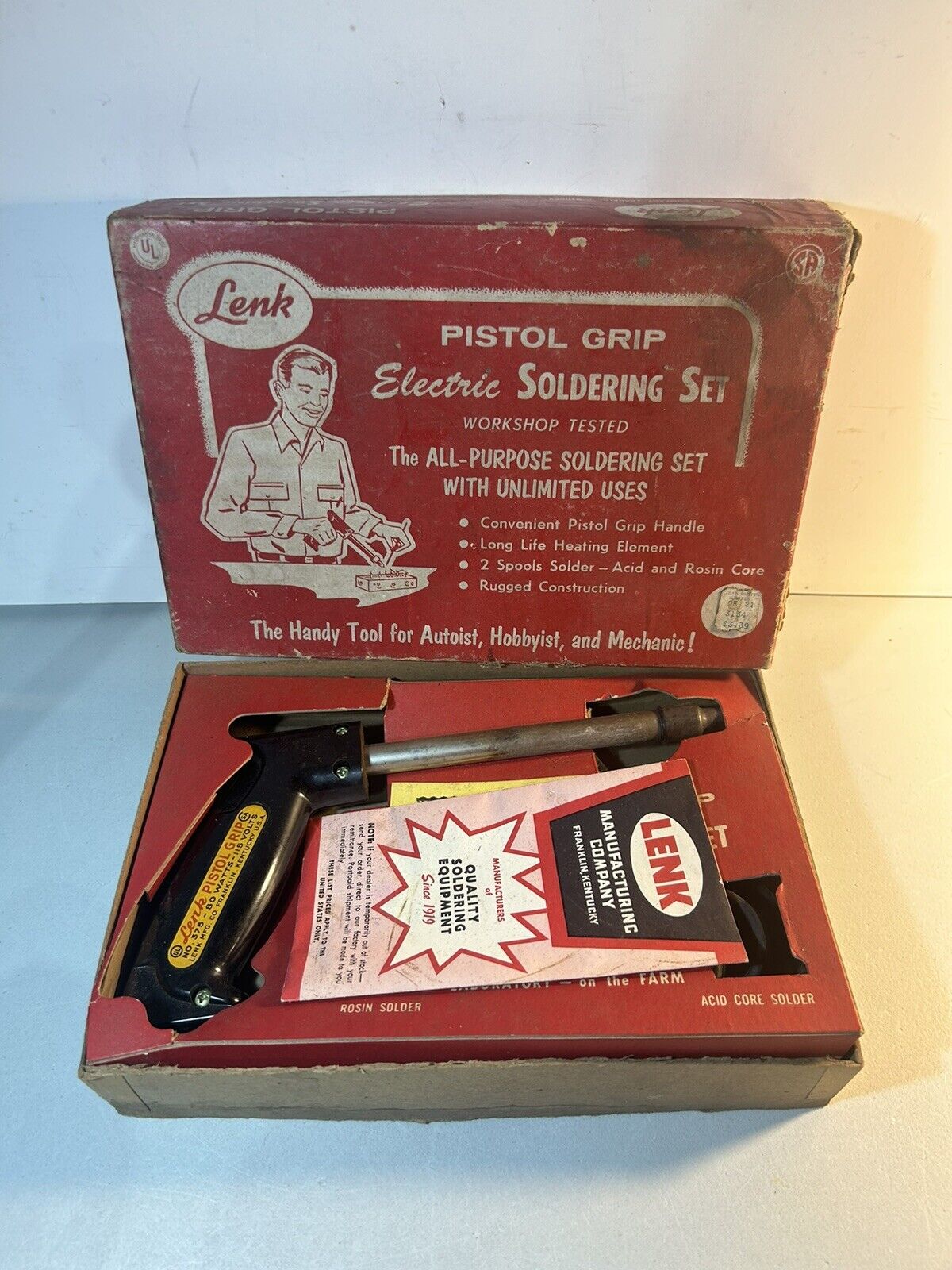 Vintage Lenk Pistol Grip Electric Soldering Iron Model 375