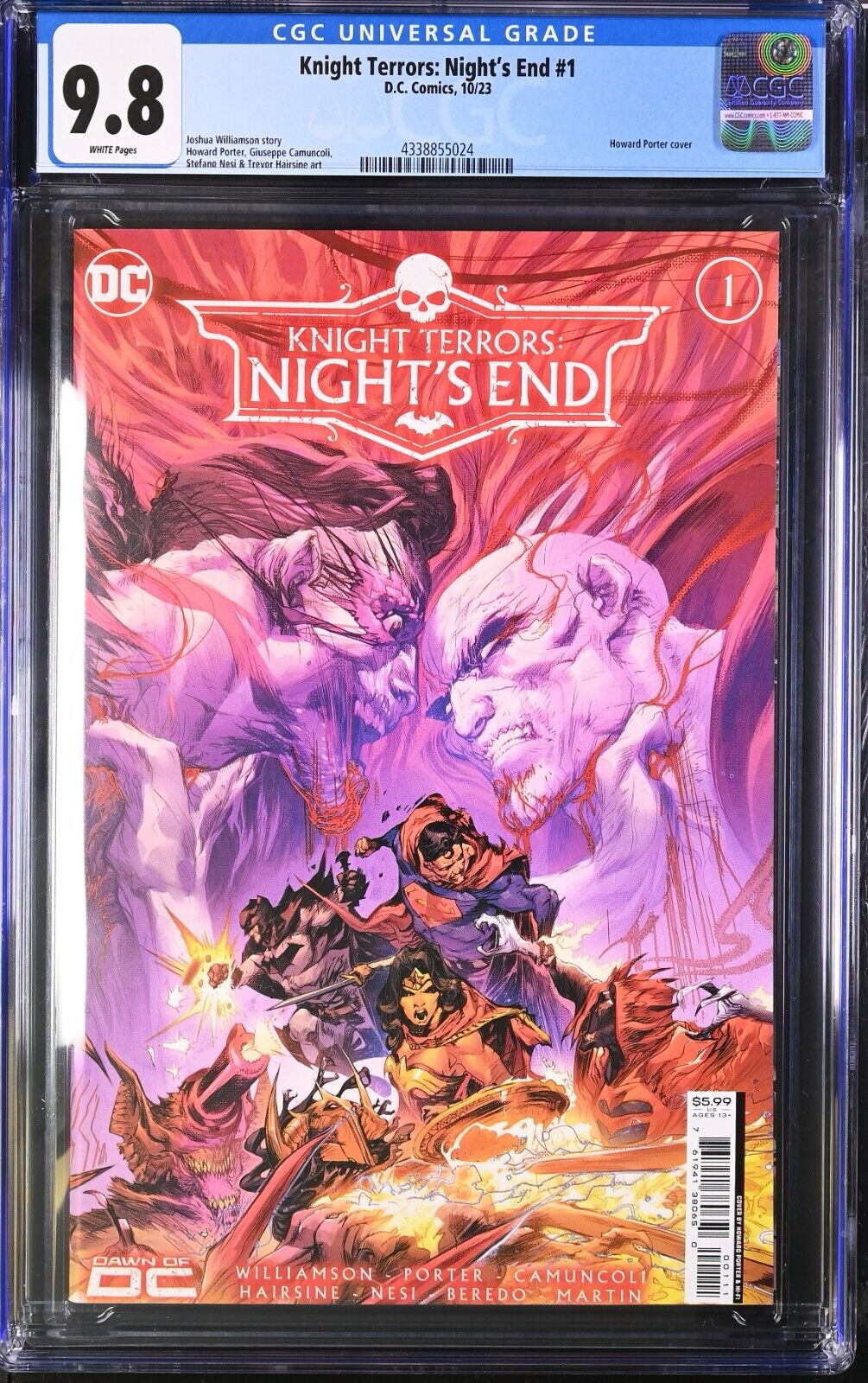 Knight Terrors Night\'s End #1 CGC 9.8 1st Appearance of Dr. Hate DC 2023 Cover A
