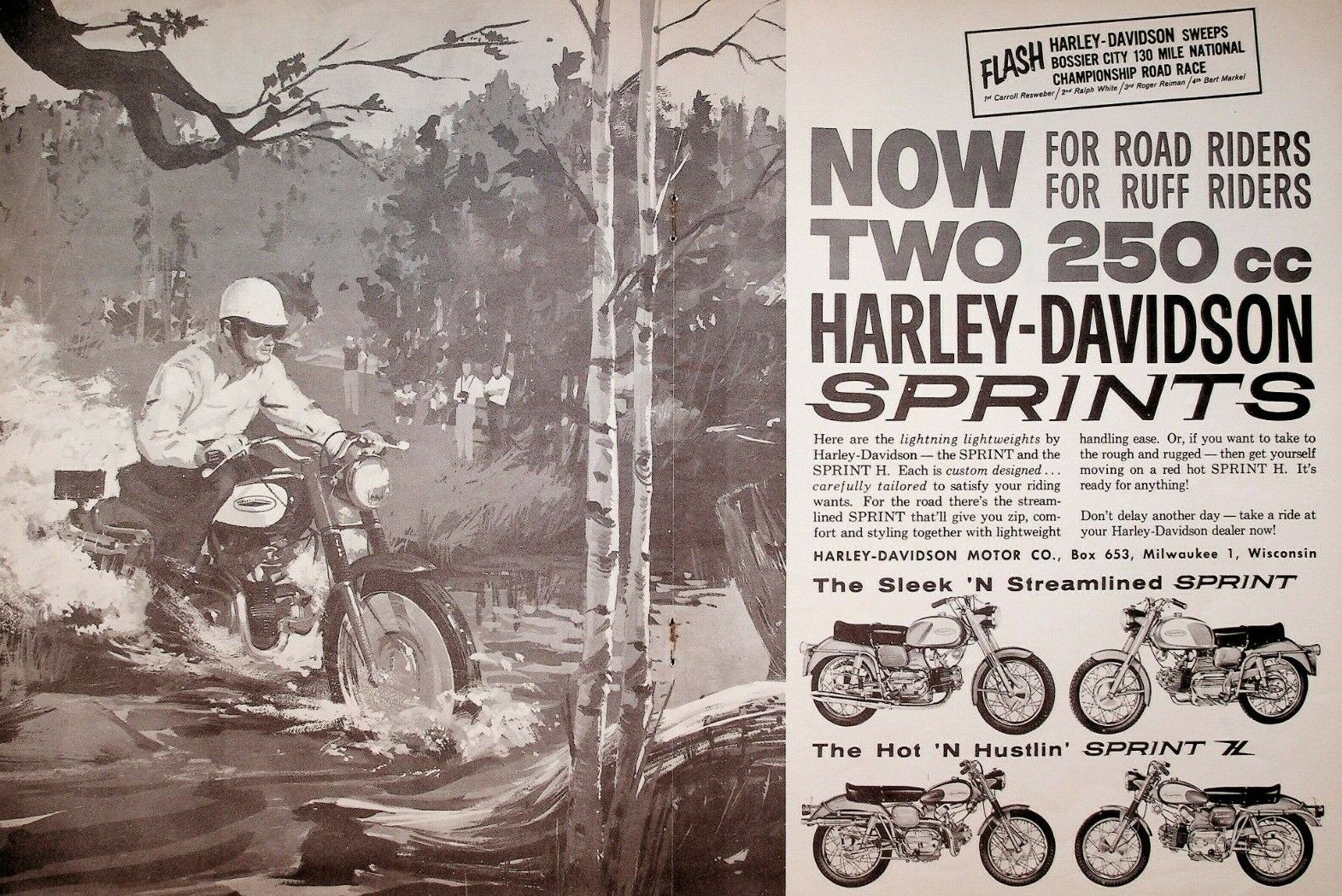 1962 Harley-Davidson Sprint & Sprint H - 2-Page Vintage Motorcycle Ad
