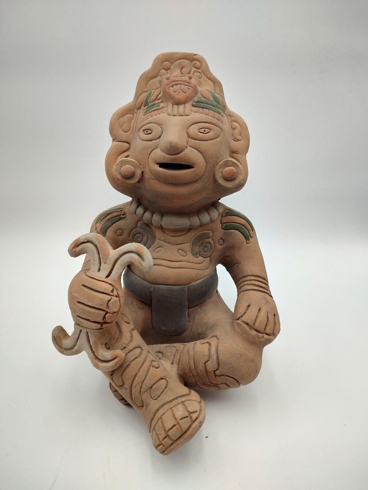 Mexico Aztec Clay Figure Sculpture Pottery Hand Made Terra Cotta Man 