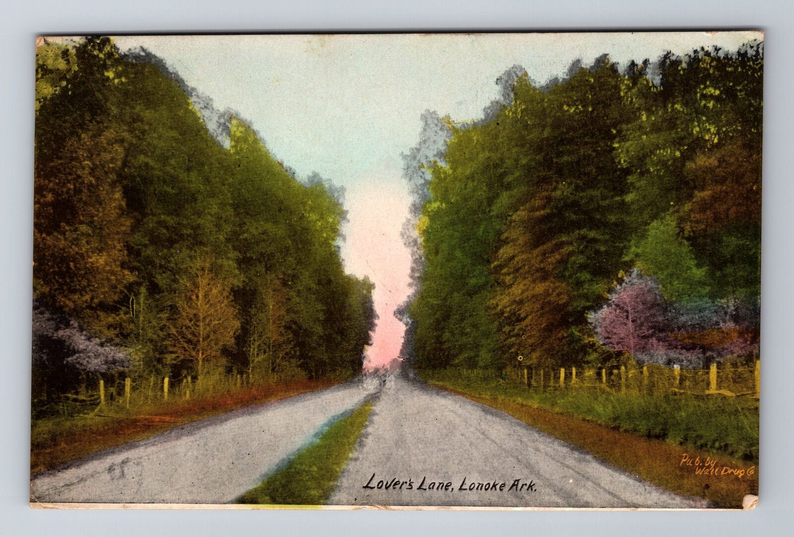 Lonoke AR-Arkansas, Lover's Lane, Antique, Vintage c1909 Souvenir Postcard