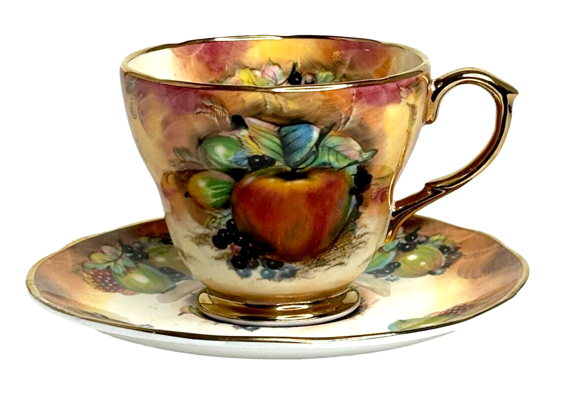 Lymes China England Harvest Portrait Cup and Saucer Hand Painted Artist Signed