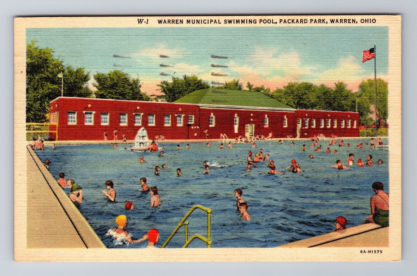 Warren OH-Ohio, Packard Park, Municipal Swimming Pool, Antique Vintage Postcard