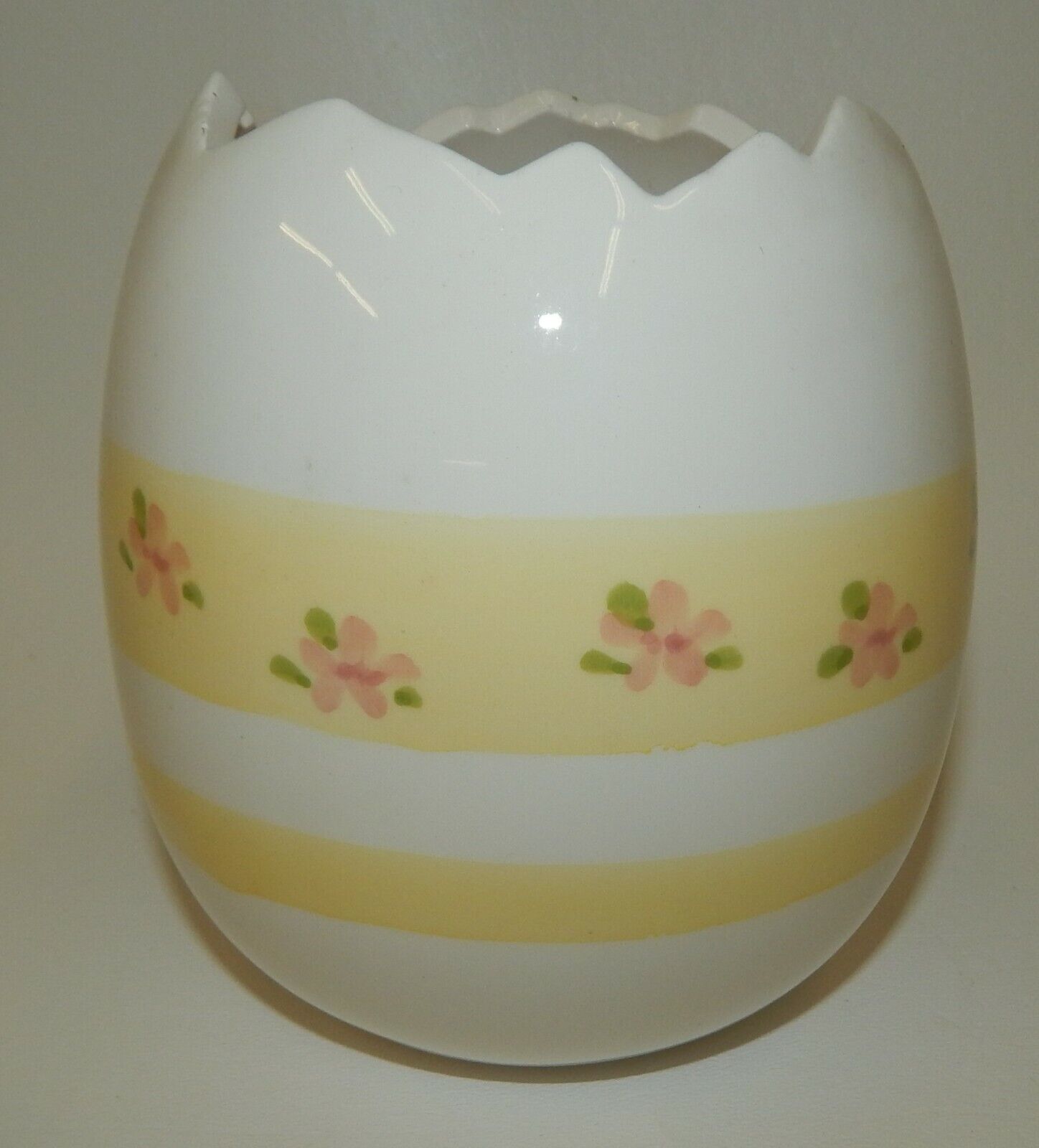 Vintage Napco Cracked Egg Floral Border Flower Planter Vase