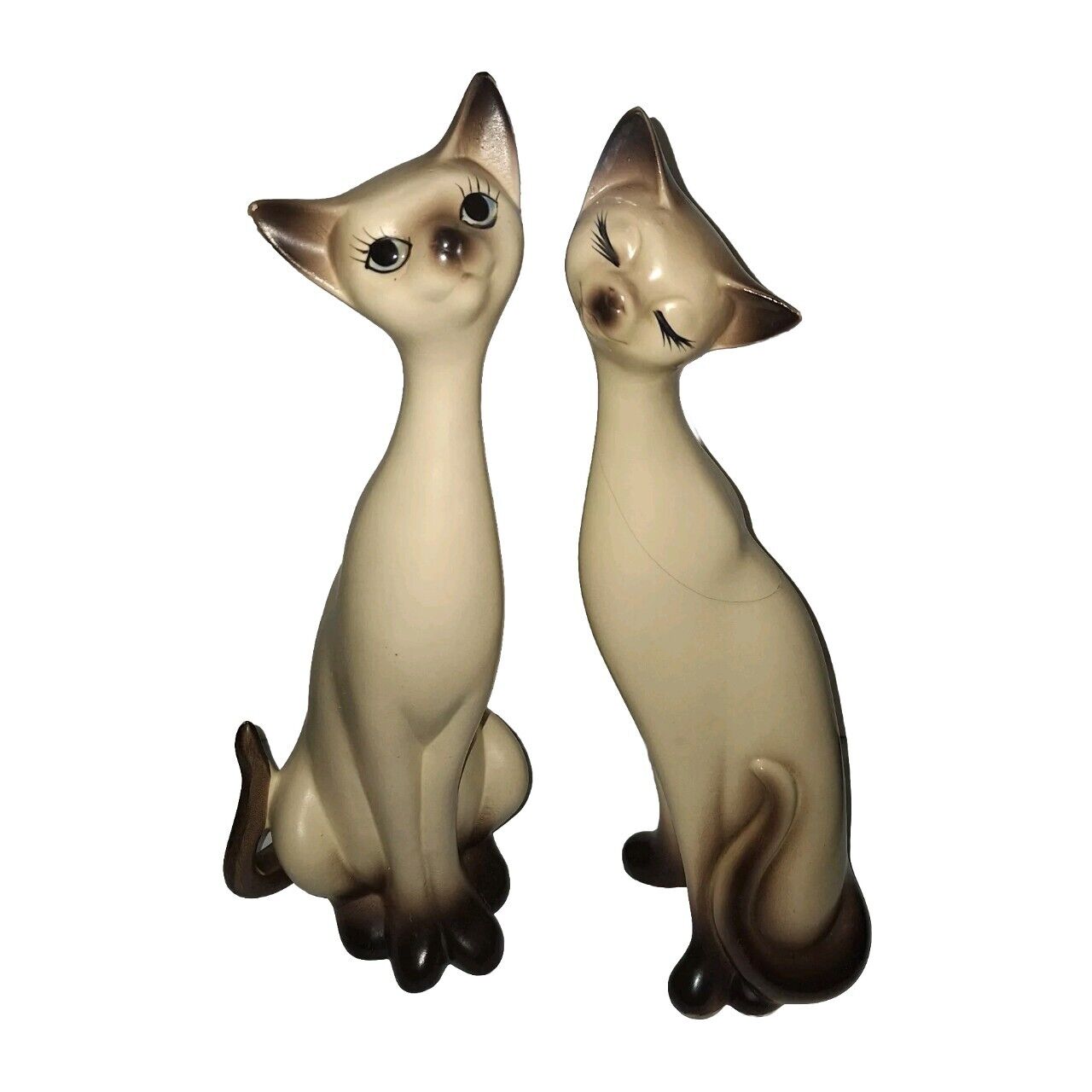 Vintage Napcoware Large Tall Porcelain Siamese Cats Japan Kitschy