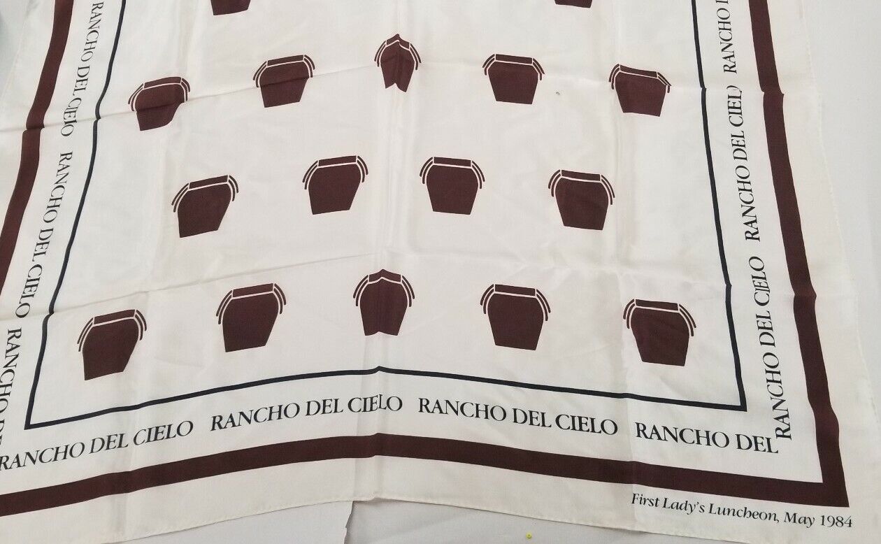 Rare Nancy Reagan 1984 First Lady\'s Luncheon Rancho Del Cielo Vera Silk Scarf 
