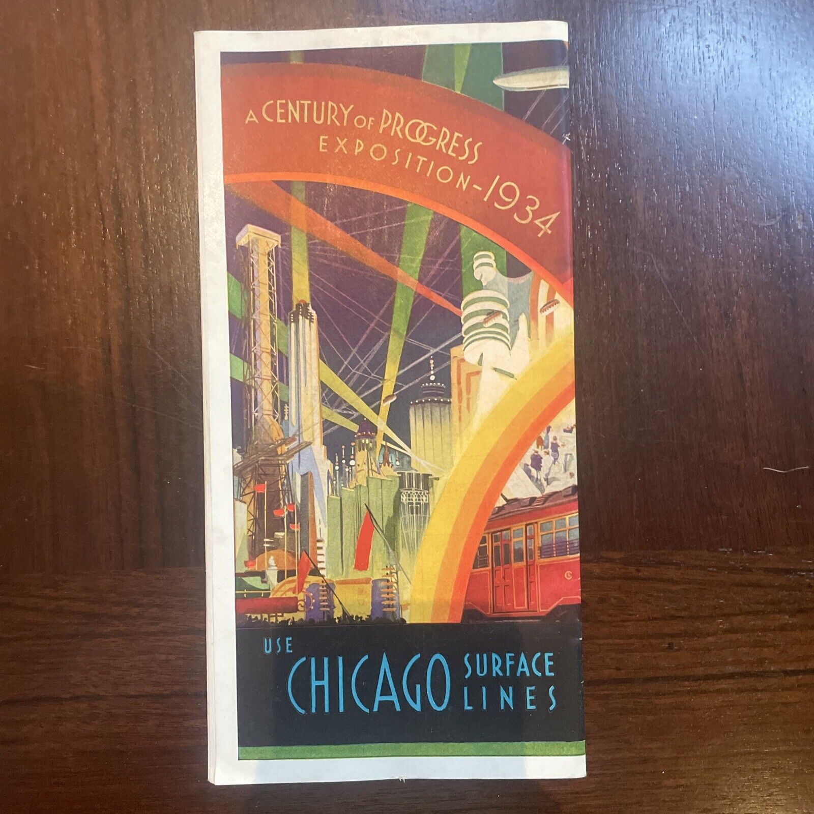 Chicago Worlds Fair A Century of Progress 1934 Chicago Surface Line Fold Out Map