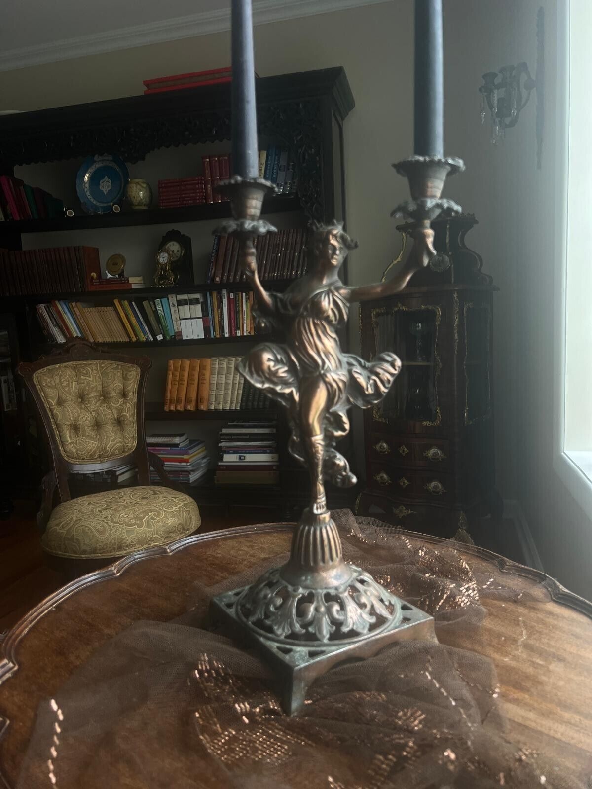 Vintage Lady Dancing Design Aluminium Statue Candle Holder Decorative