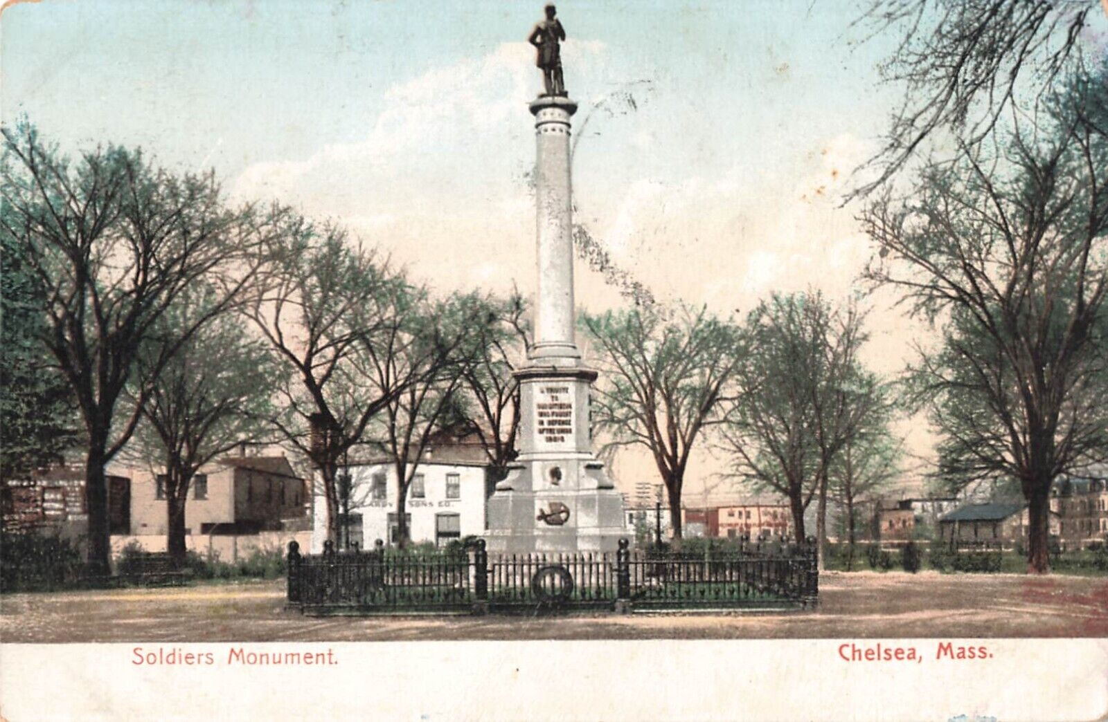 Postcard 1907 Soldiers Monument, Chelsea, Mass VTG VPC01.