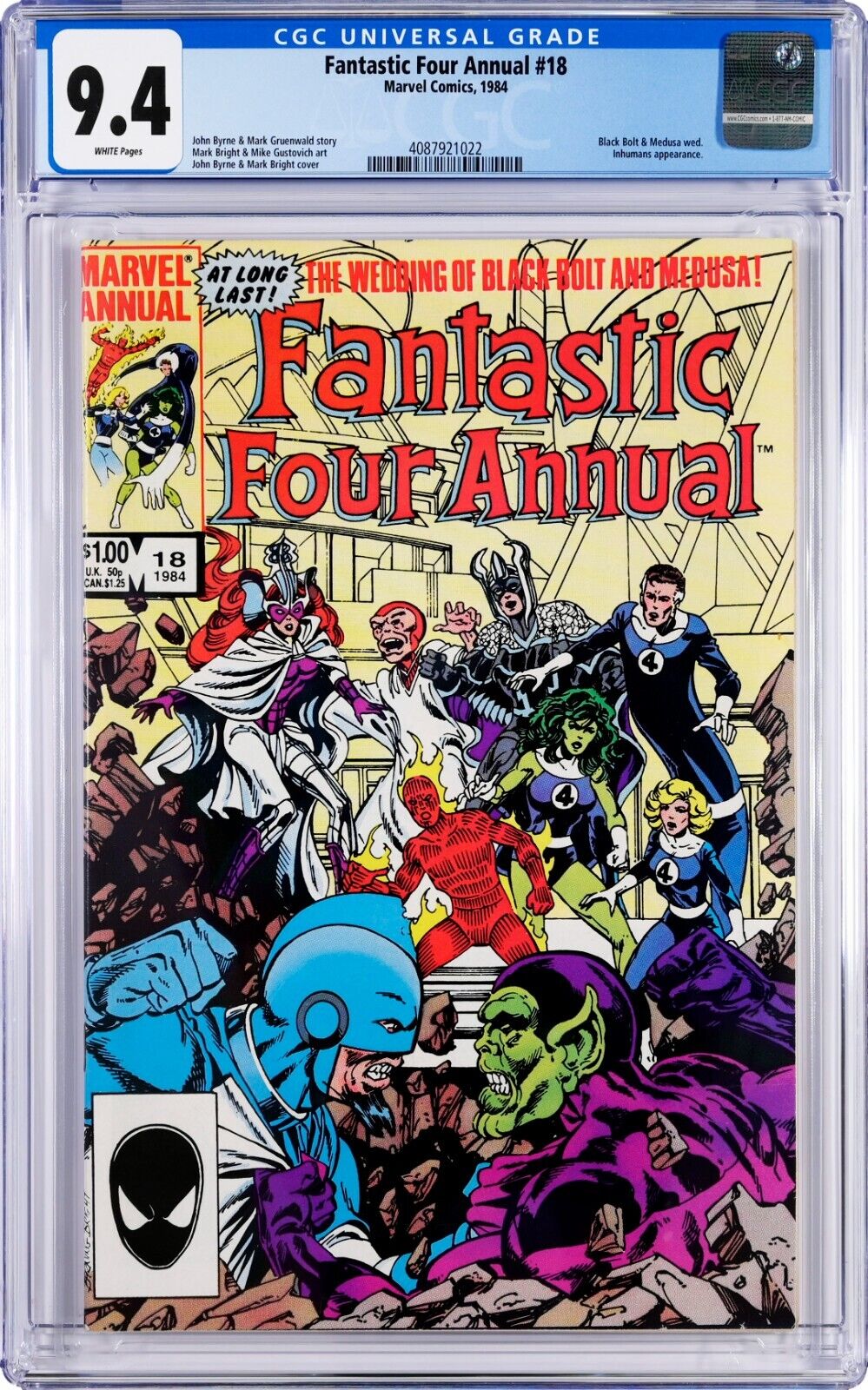 Fantastic Four Annual #18 CGC 9.4 (1984, Marvel) John Byrne, Black Bolt & Medusa