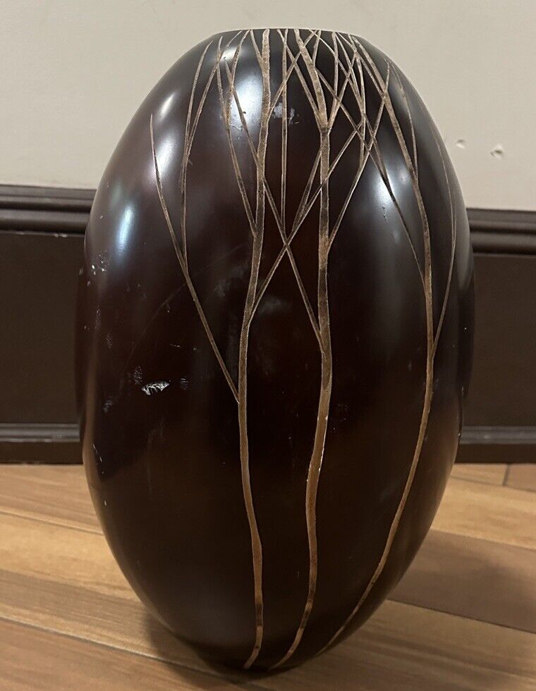 Wooden hand carved African Vase