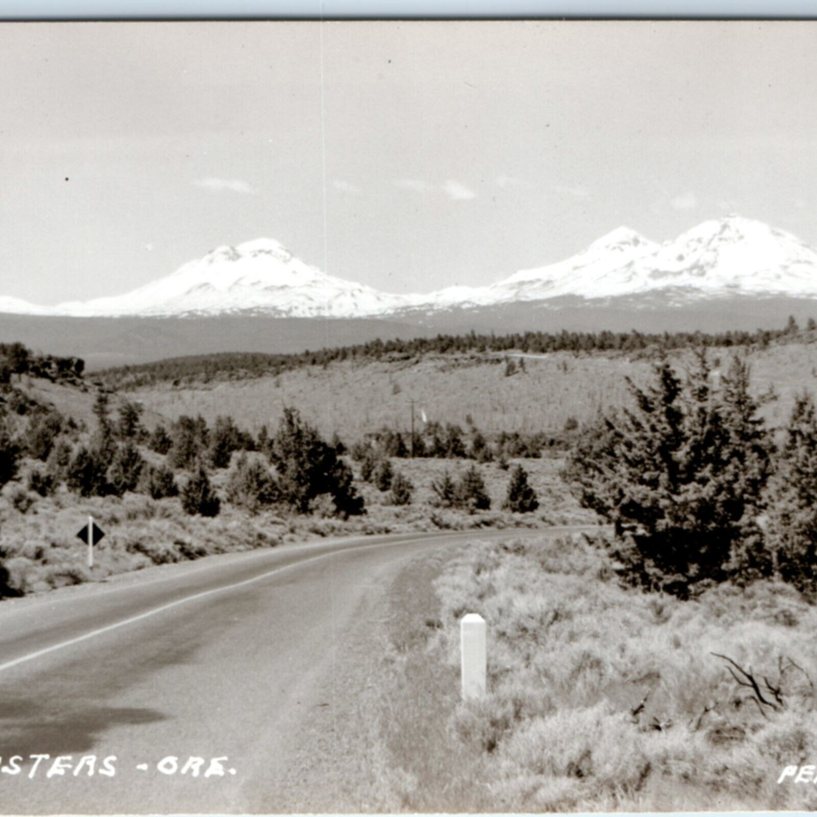 c1940s Oregon Cascade Volcanos RPPC Three Sisters Perkins Real Photo OR Vtg A130