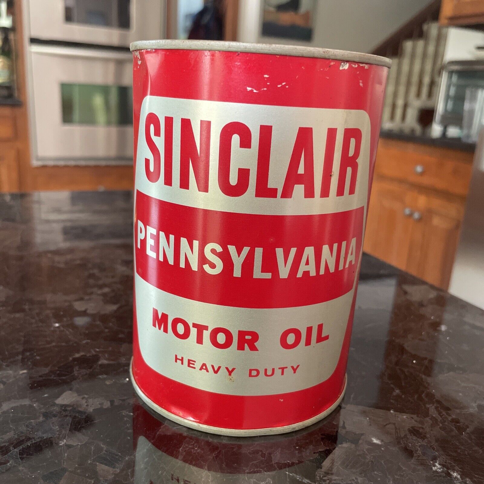 Vintage Sinclair Motor Oil Can Heavy Duty 1 Quart FULL SAE 20 & 20W Pennsylvania