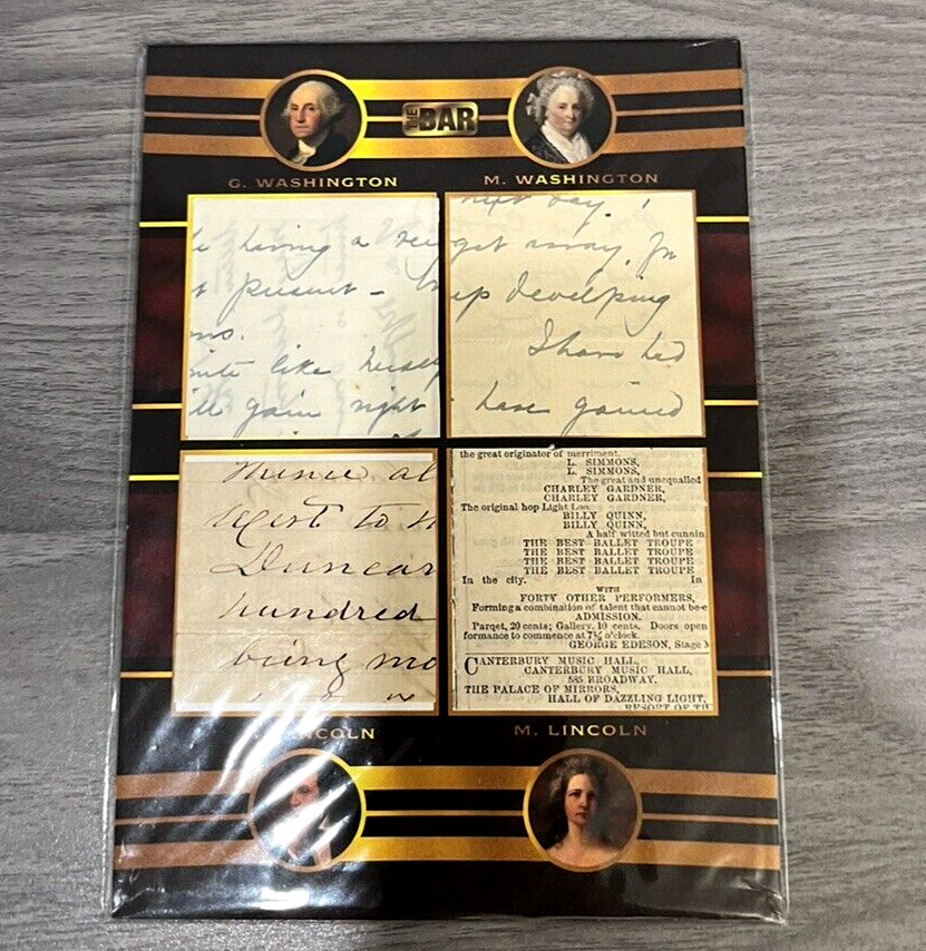 Quad Jumbo HANDWRITING RELIC LINCOLN WASHINGTON AND FIRST LADIES OWN HISTORY