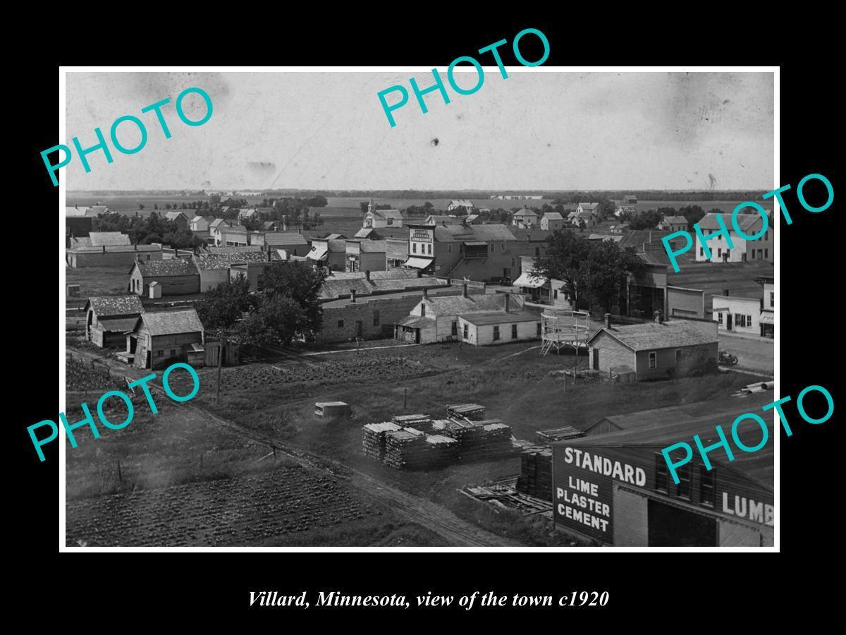 OLD LARGE HISTORIC PHOTO VILLARD MINNESOTA VIEW OF THE TOWN c1920