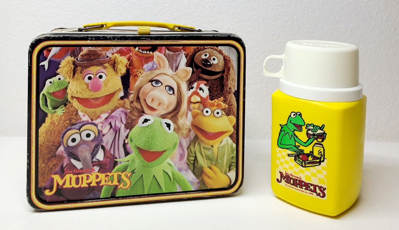 Vintage 1979 Jim Henson\'s Muppets ANIMAL Metal Lunchbox with Thermos