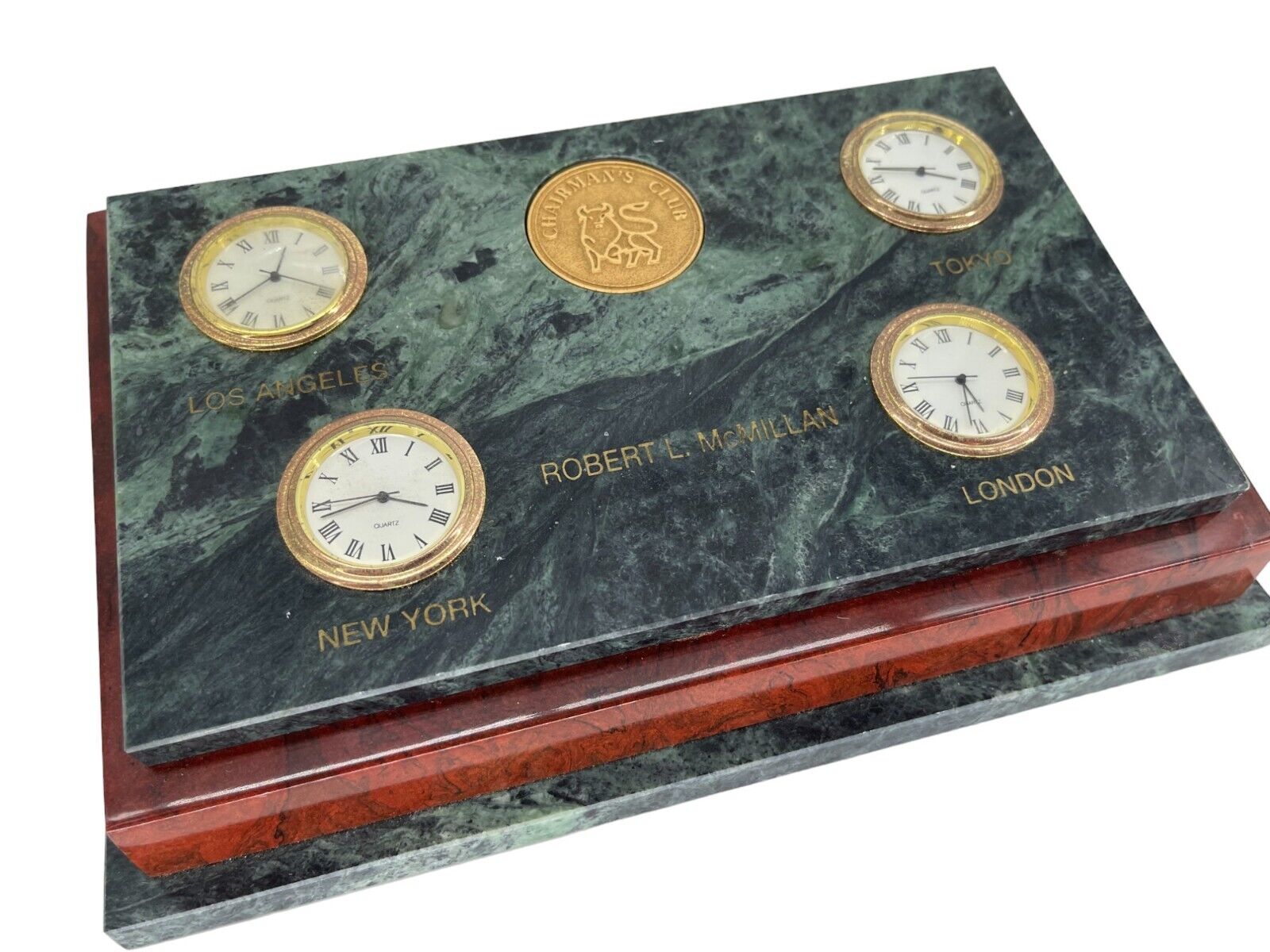 Vintage Merrill Lynch LOGO Award Desk or Table Top PRINCIPLES MARBLE Clock