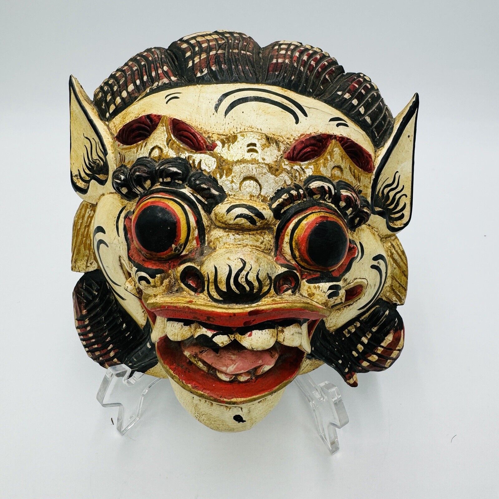 Wooden Black Monkey Mask Balinese Barong Indonesian Hand Carved Folk Art