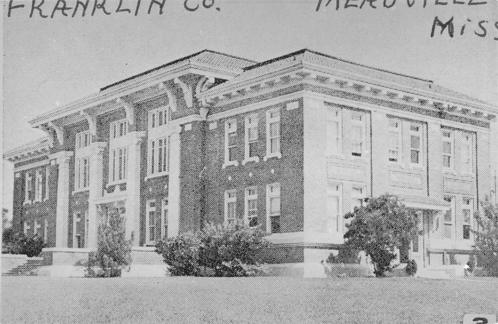 RPPC Franklin County Courthouse, Meadville, Mississippi Real Photo Postcard 