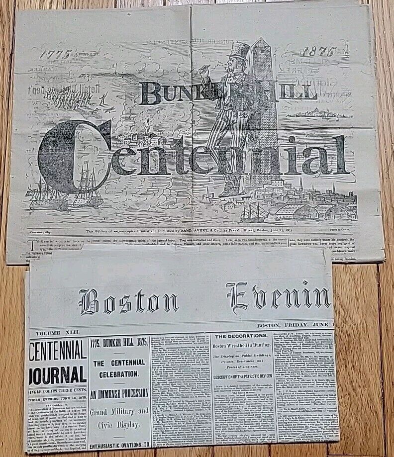 1875 Bunker Hill Centennial Newspaper Rand Avery Boston Uncle Sam MA Patriotic
