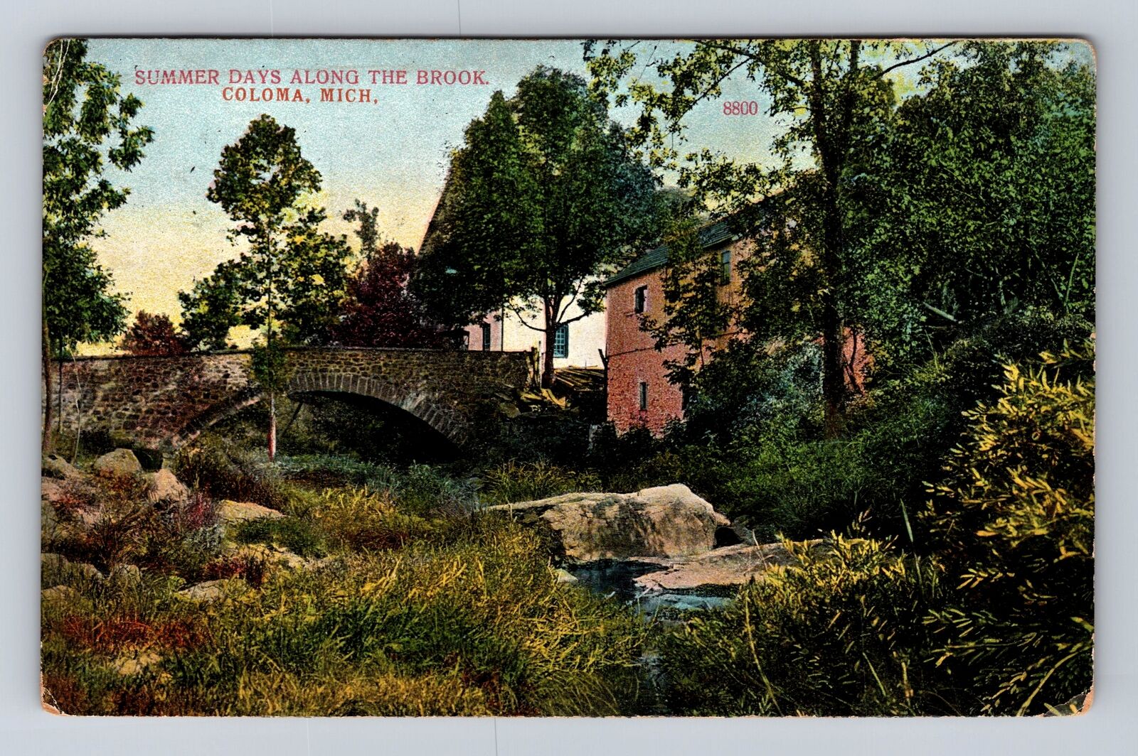 Coloma MI-Michigan, Summer Days along the Brook, Antique Vintage Postcard