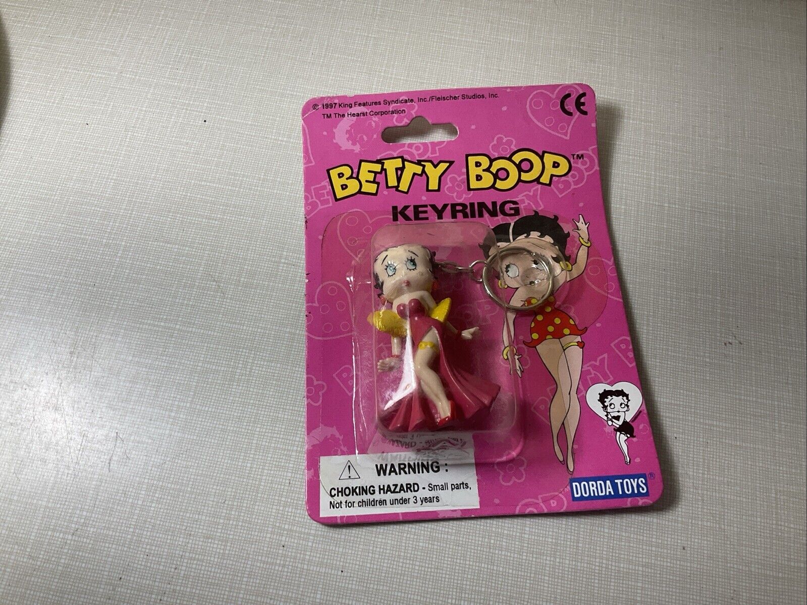 1997 Betty Boop Keyring Keychain Red Dress Dorda Toys King Feature Syndicate VTG