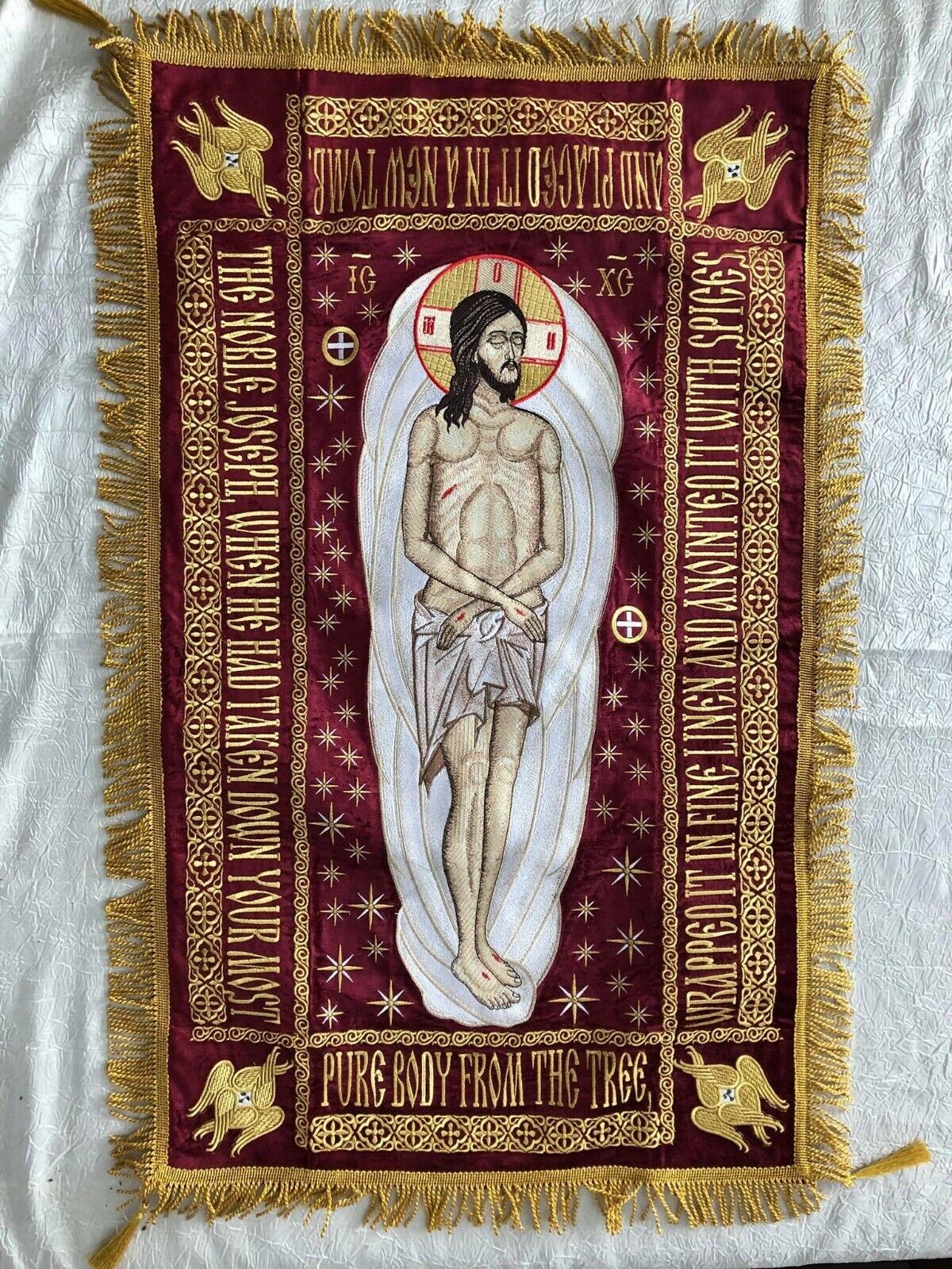 Orthodox church embroidered shroud