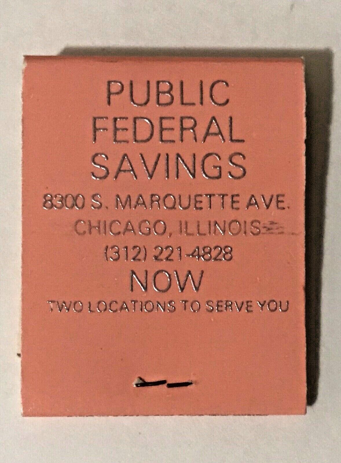 Vintage Pink Public Federal Savings and Loan Calumet Chicago IL Matchbook FULL