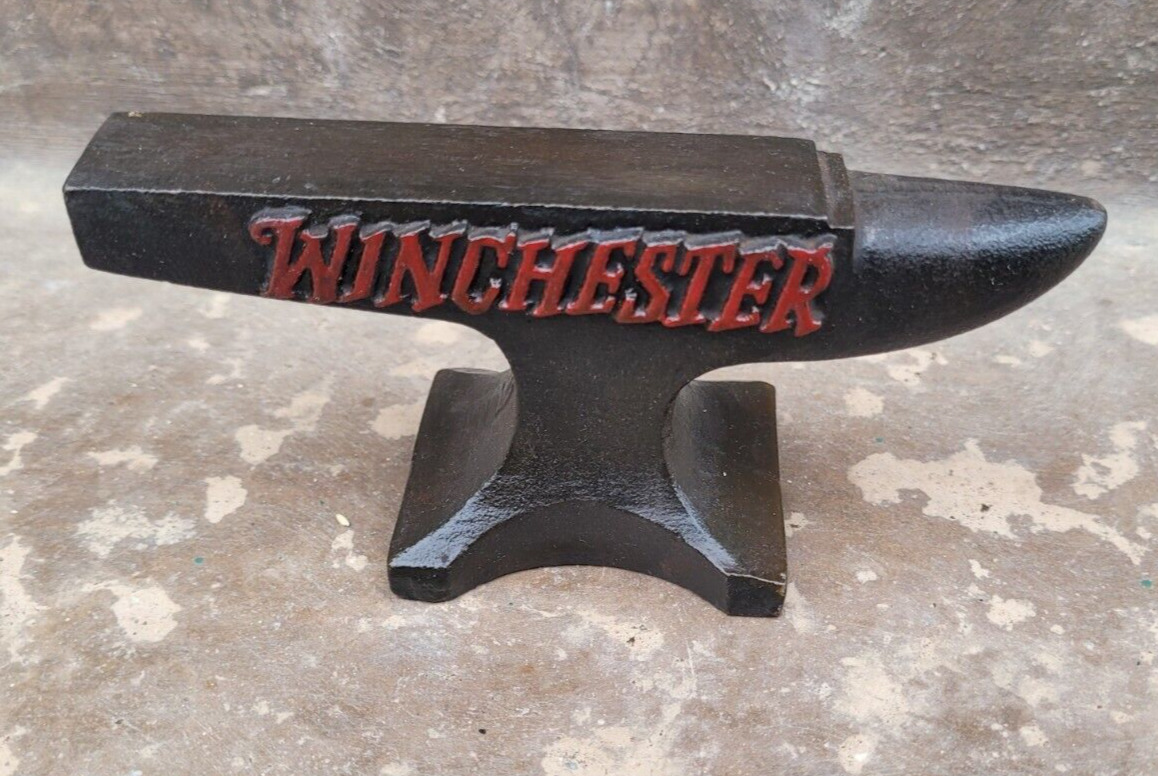 Winchester Rifles Anvil Cast Iron Gunsmith Gun Collector Paperweight - Red