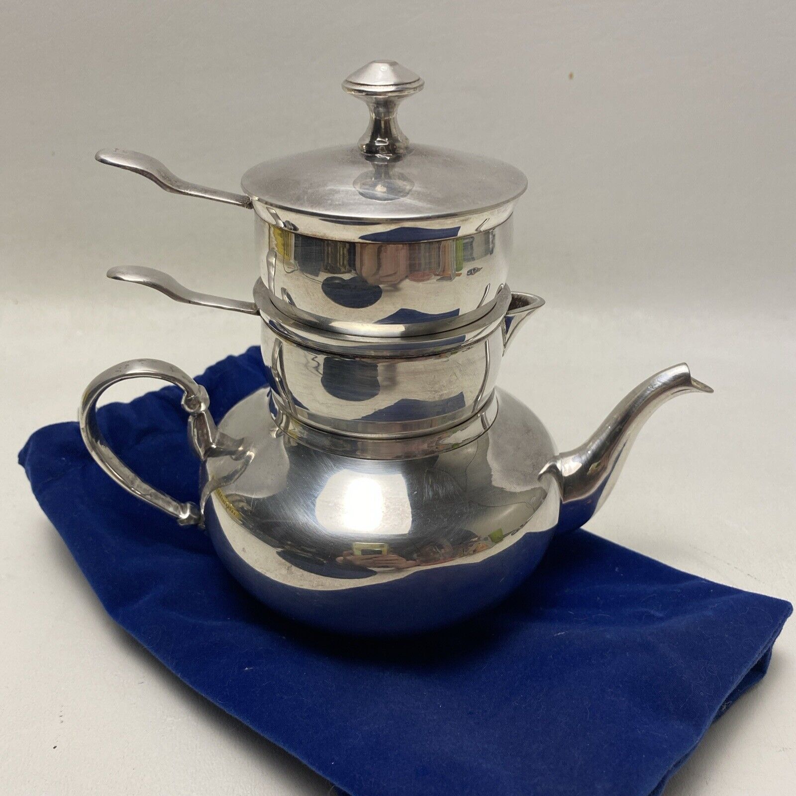Restoration Hardware VTG Raj Teapot British Empire Stacked Silverplate Serves 2