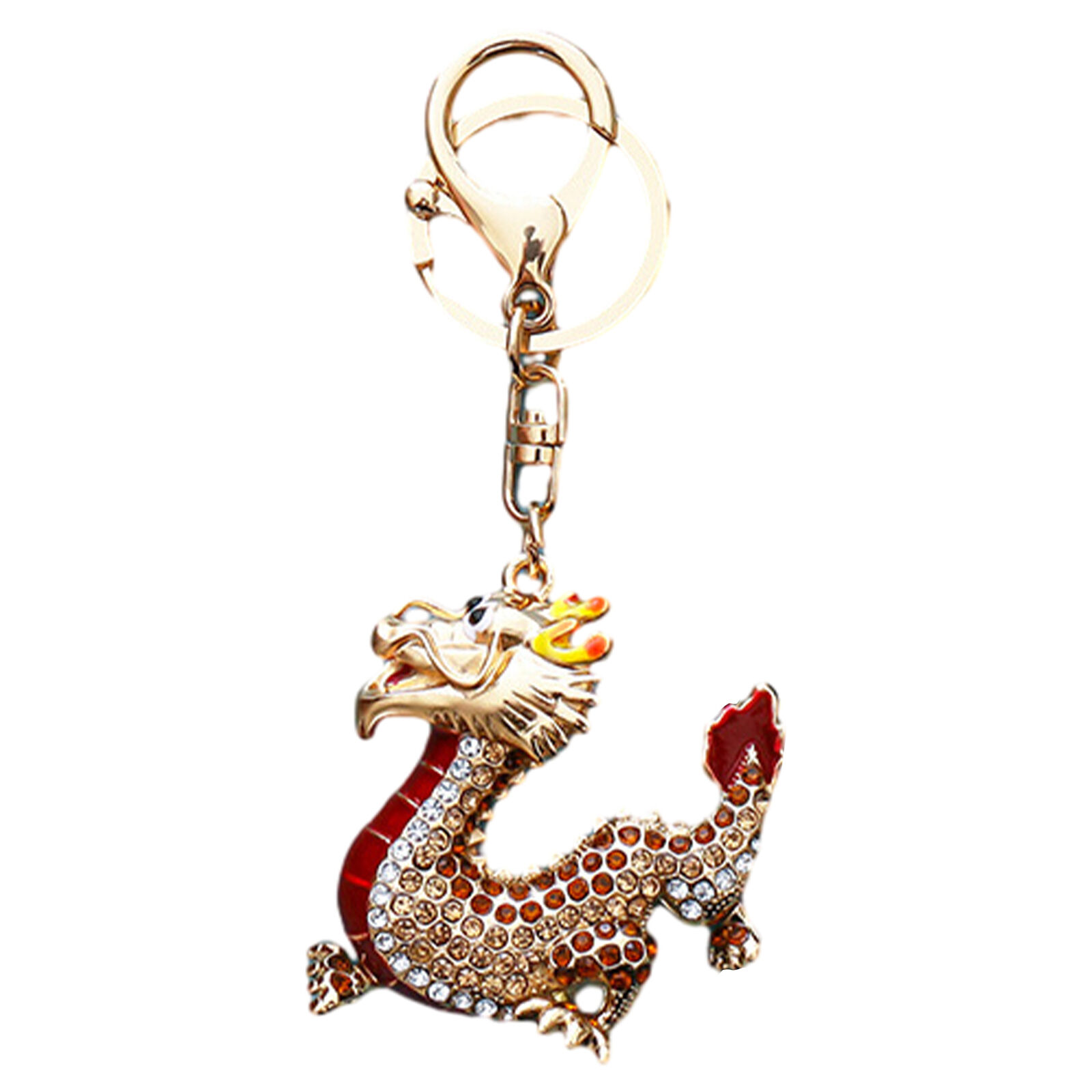 Chinese New Year Keychain 2024 Rhinestone Metal Dragon Keychain Animal Pendant