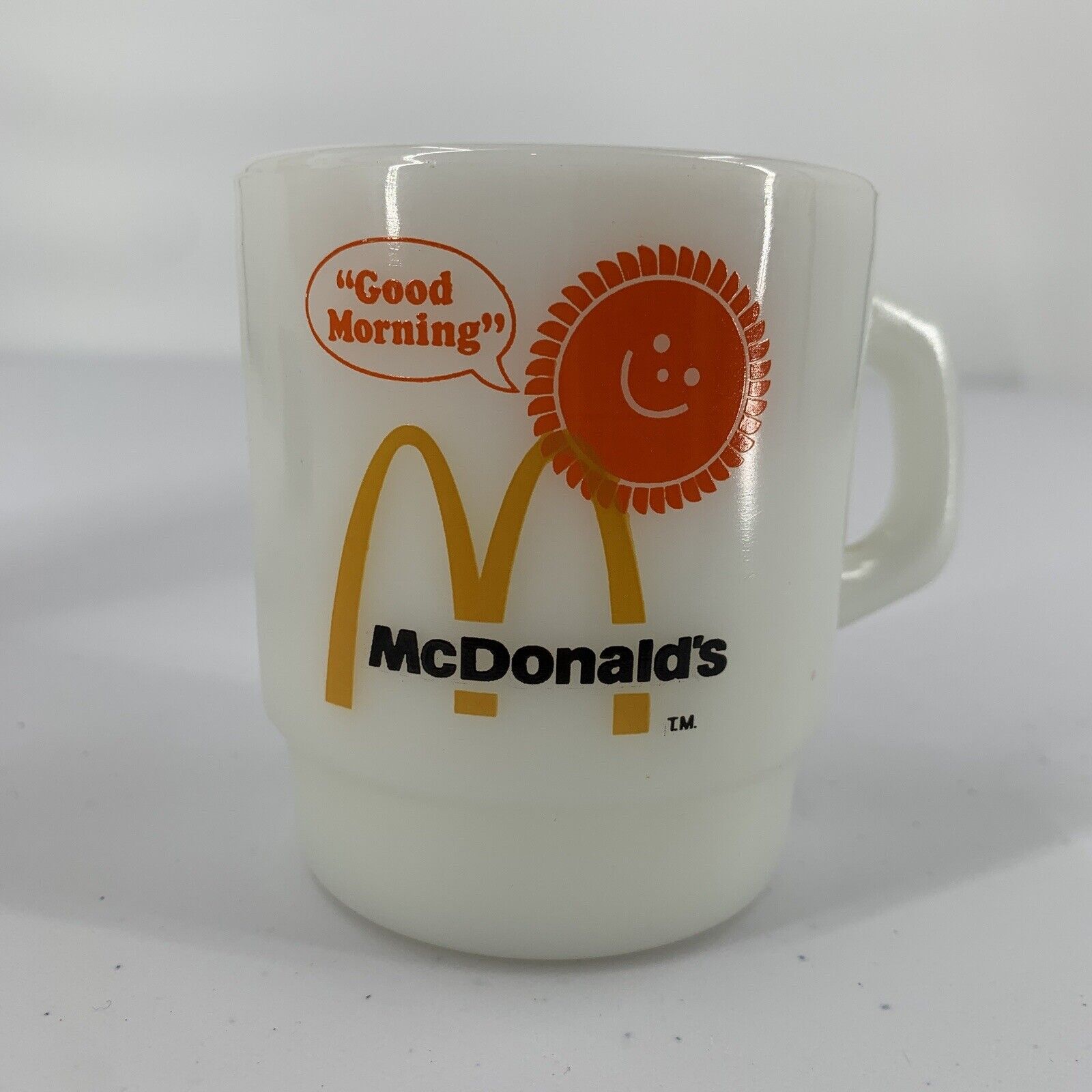 Milk Glass Coffee Cup Mug Fire King Anchor Hocking Vtg McDonald’s Good Morning