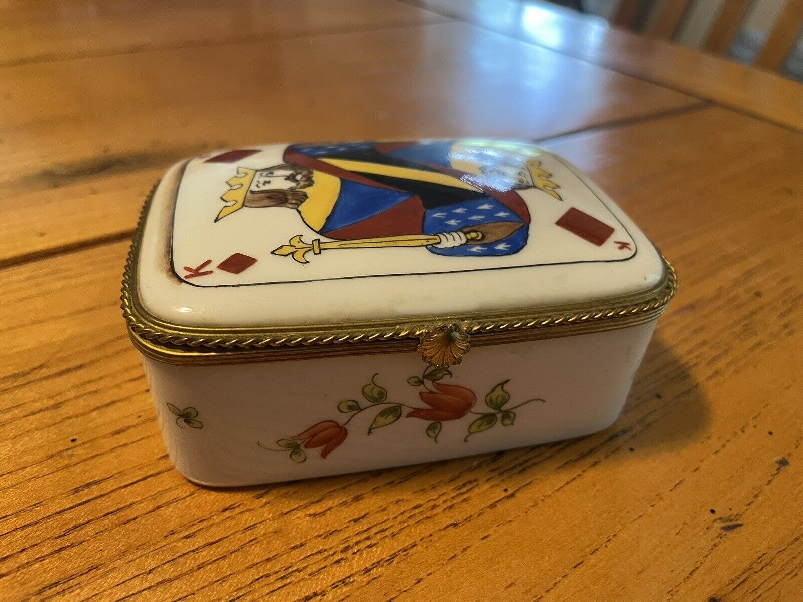 Tiffany & Co Private Stock Playing Card Trinket Box.   Hand painted & signed.