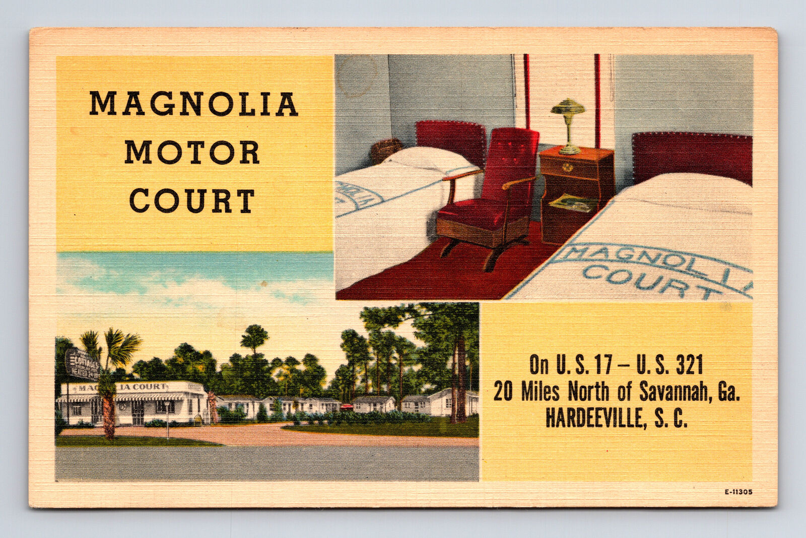 Magnolia Motor Court Motel Cottages Hardeeville South Carolina SC Postcard