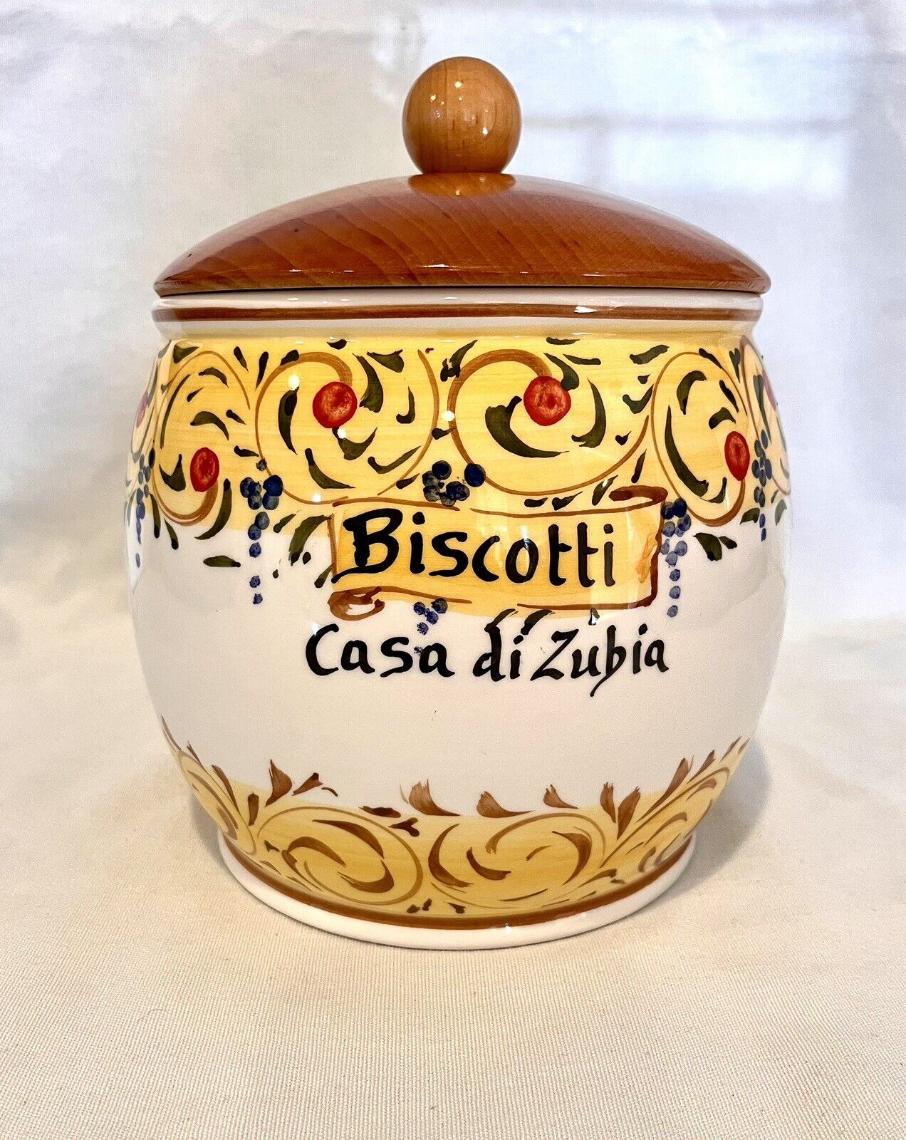 Vintage Ceramic Biscotti Jar, Made In Italy. Larry S.K.G