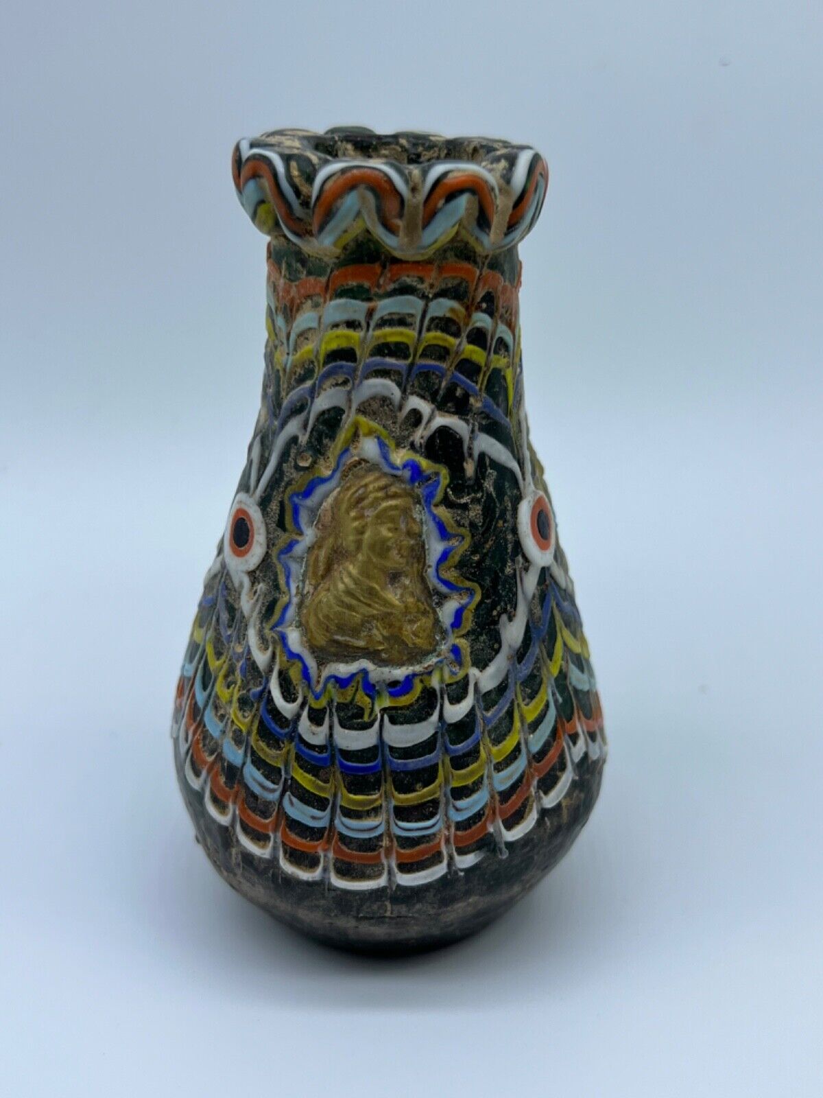 Rainbow Colorful Rare Old Islamic Era Mosaic Glass Different King Photos Bottles