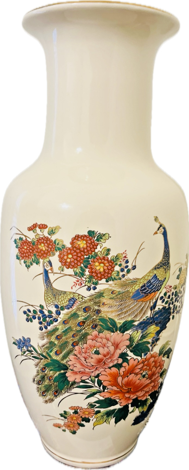 Japanese Peacock Floral Vase Vintage Porcelain Tree 10\