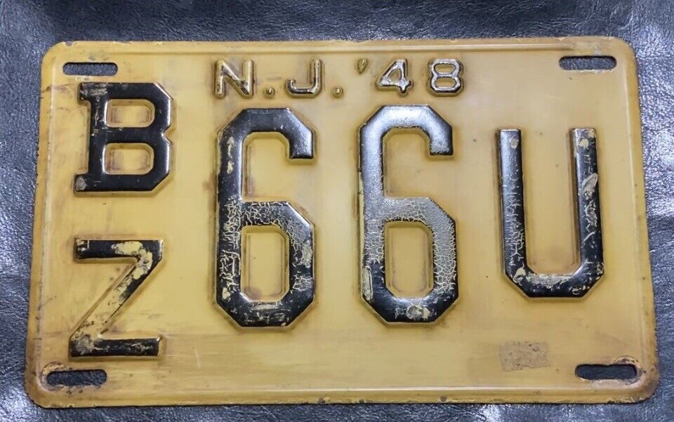 1948 New Jersey License Plate Origional BZ66U