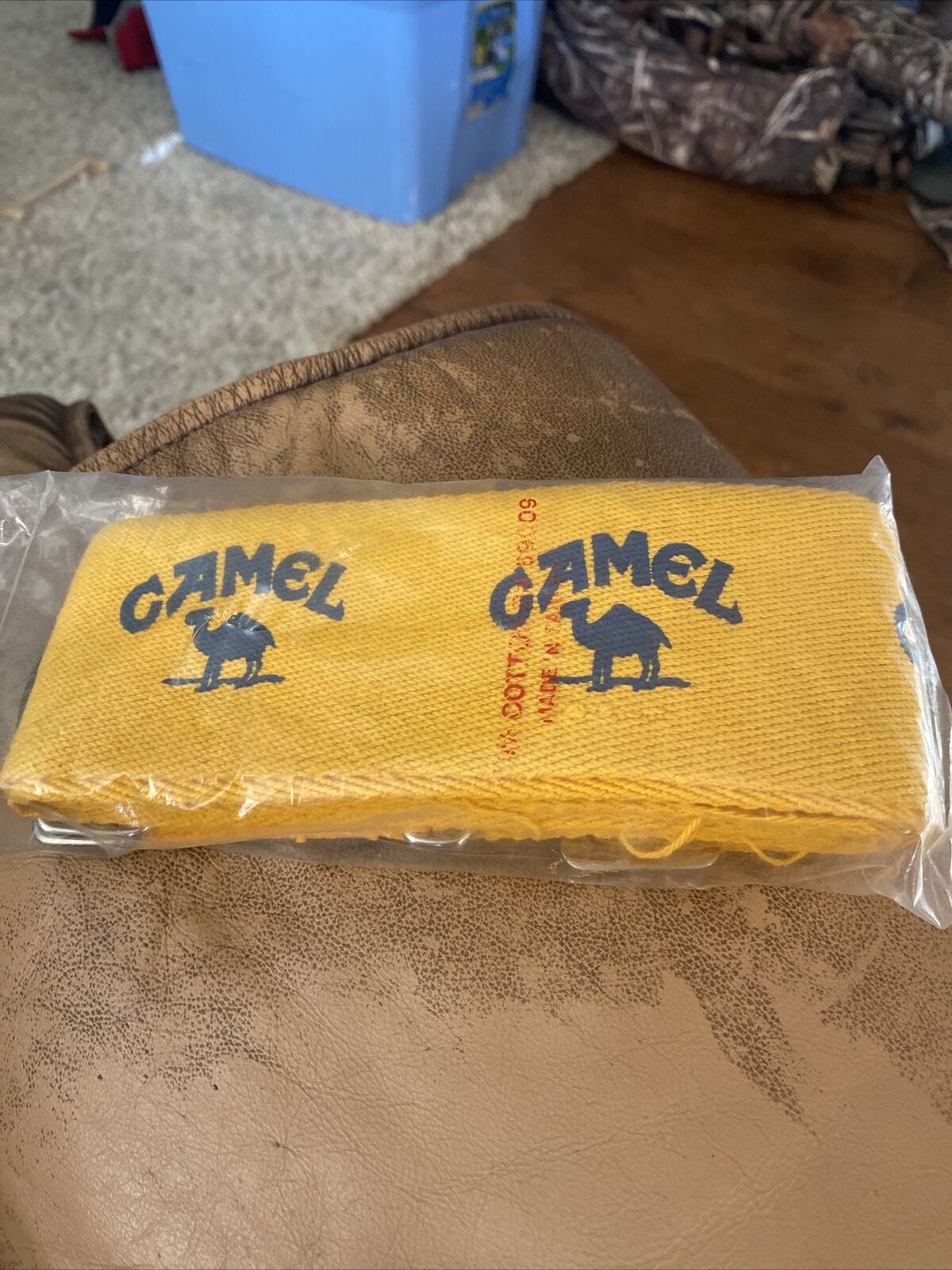 Vintage Rare & Hard To Find Yellow Camel Cigarettes Luggage Strap/Belt & Tag