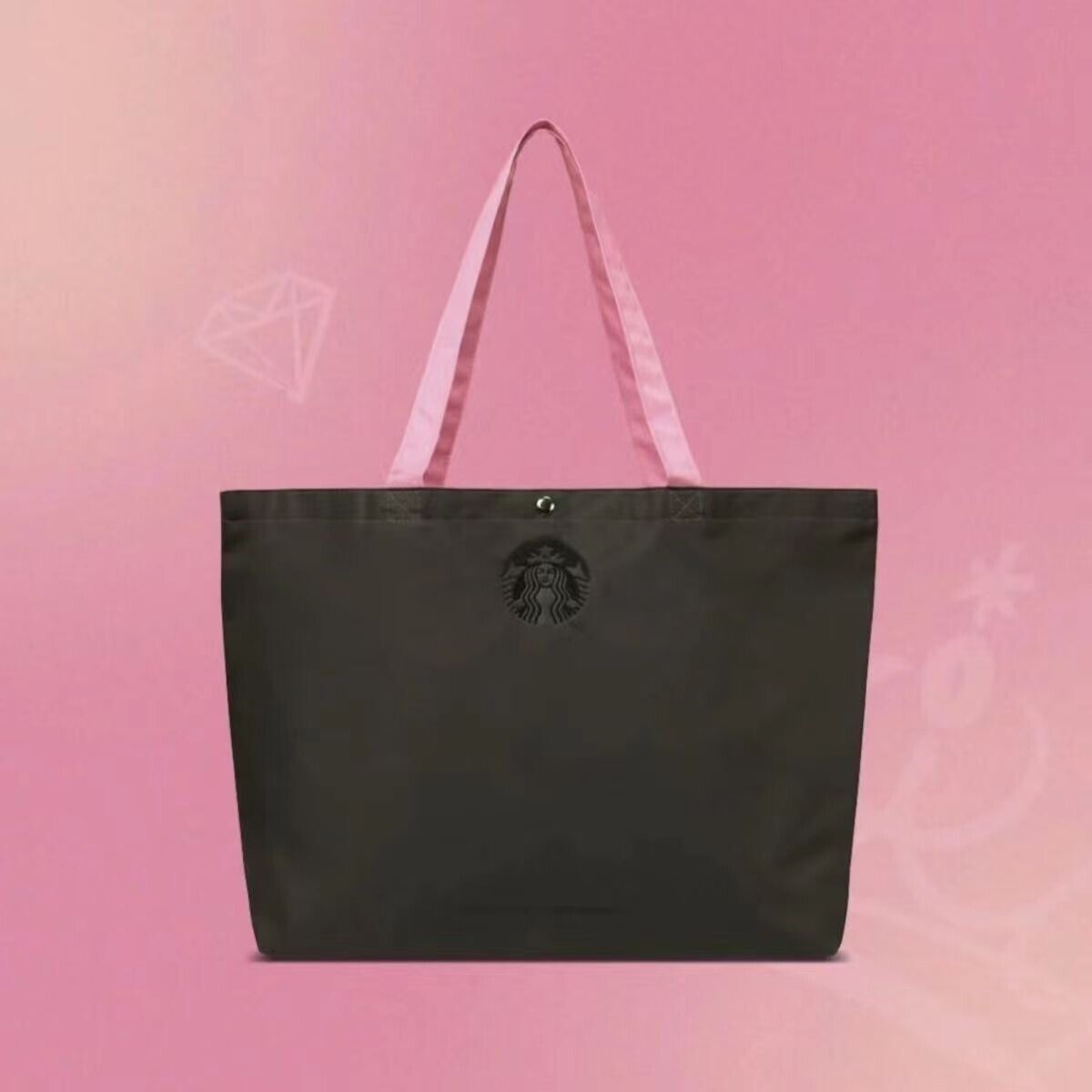 New Starbucks Blackpink Black and Pink Bag Large Shopping Bag Halloween Hot Gift