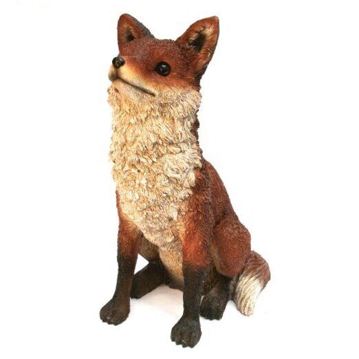 Fox S Red/White Statue by  - Outdoor Fox Figurine for gardens, patios and Small