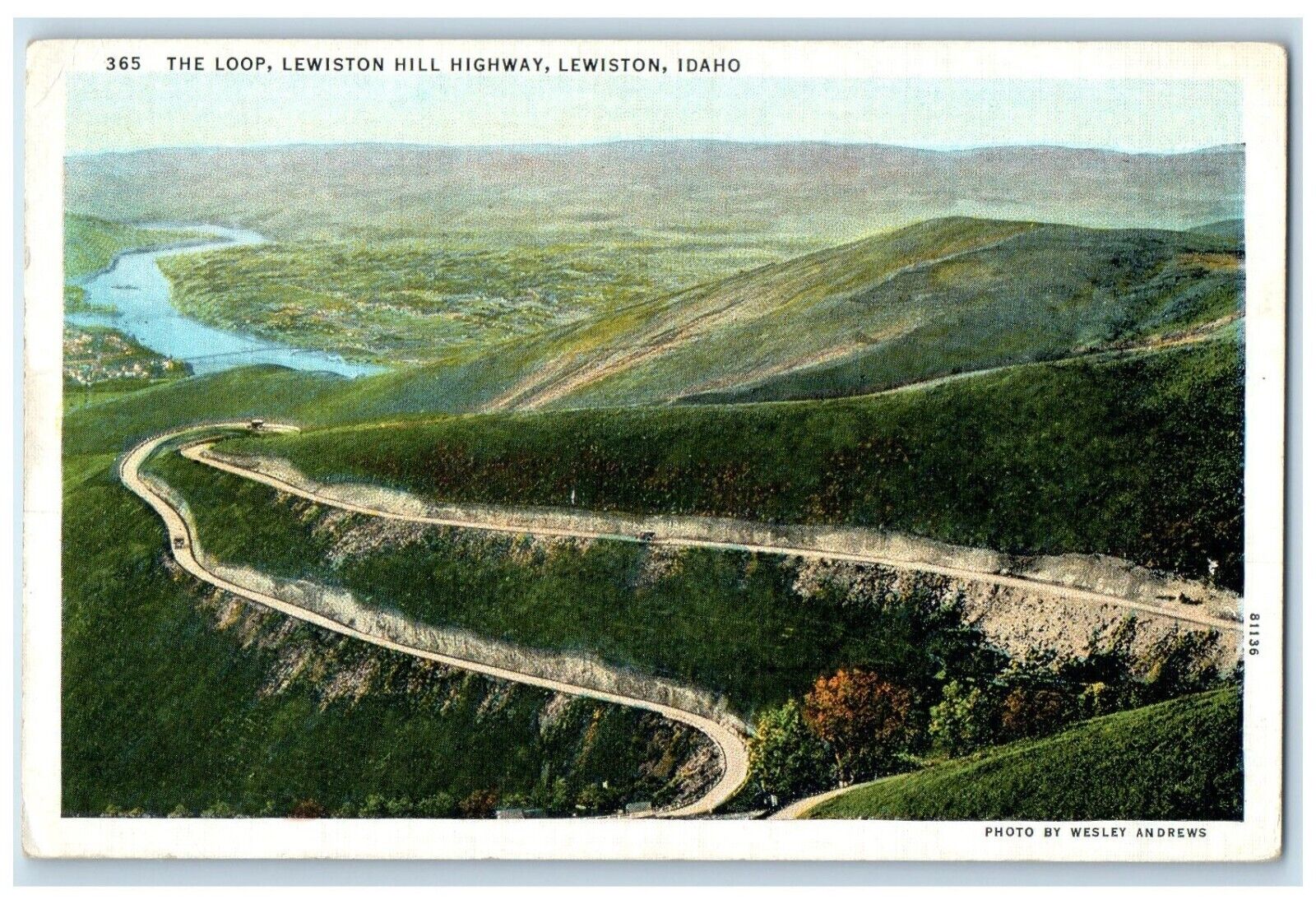 c1930's Aerial View Of The Loop Lewiston Hill Highway Lewiston Idaho ID Postcard