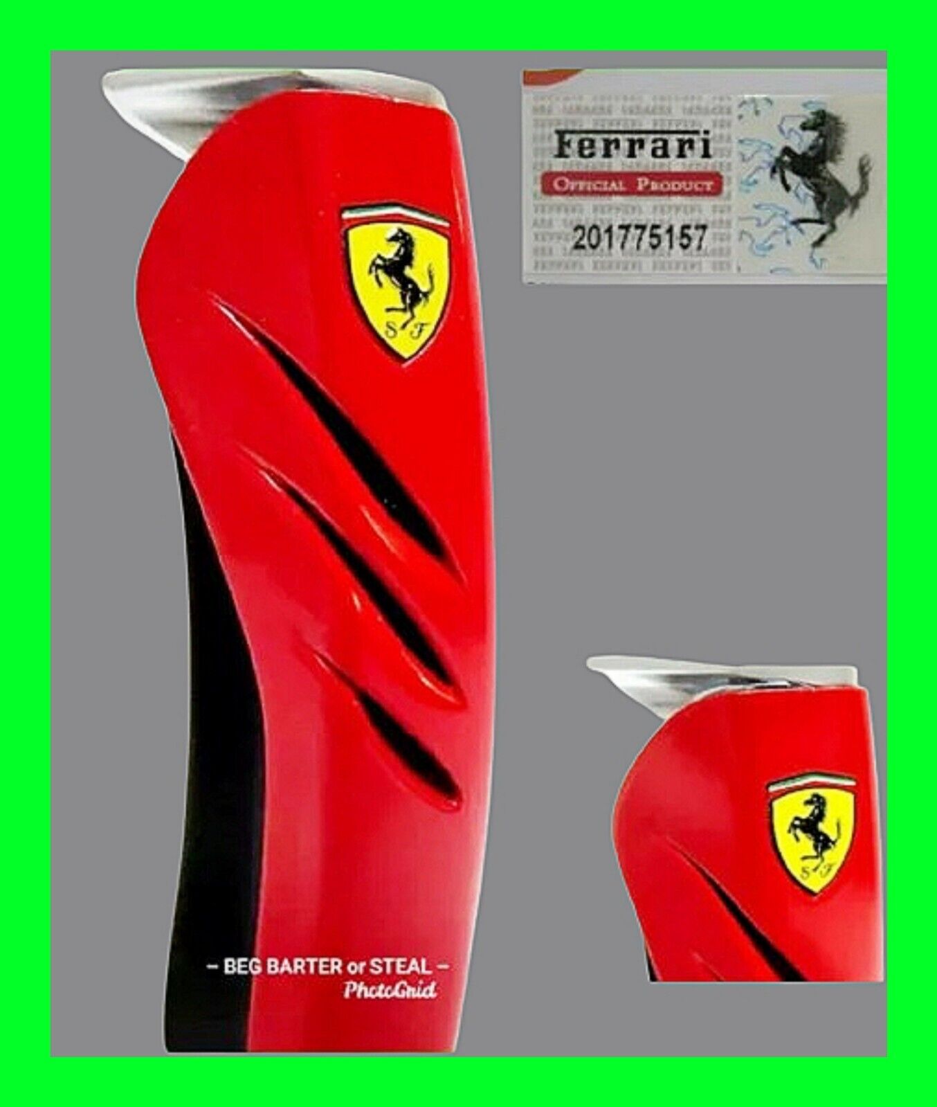 Rare Limited Edition Ferrari Red Metal Cigar Lighter w/ Paperwork Refillable NEW
