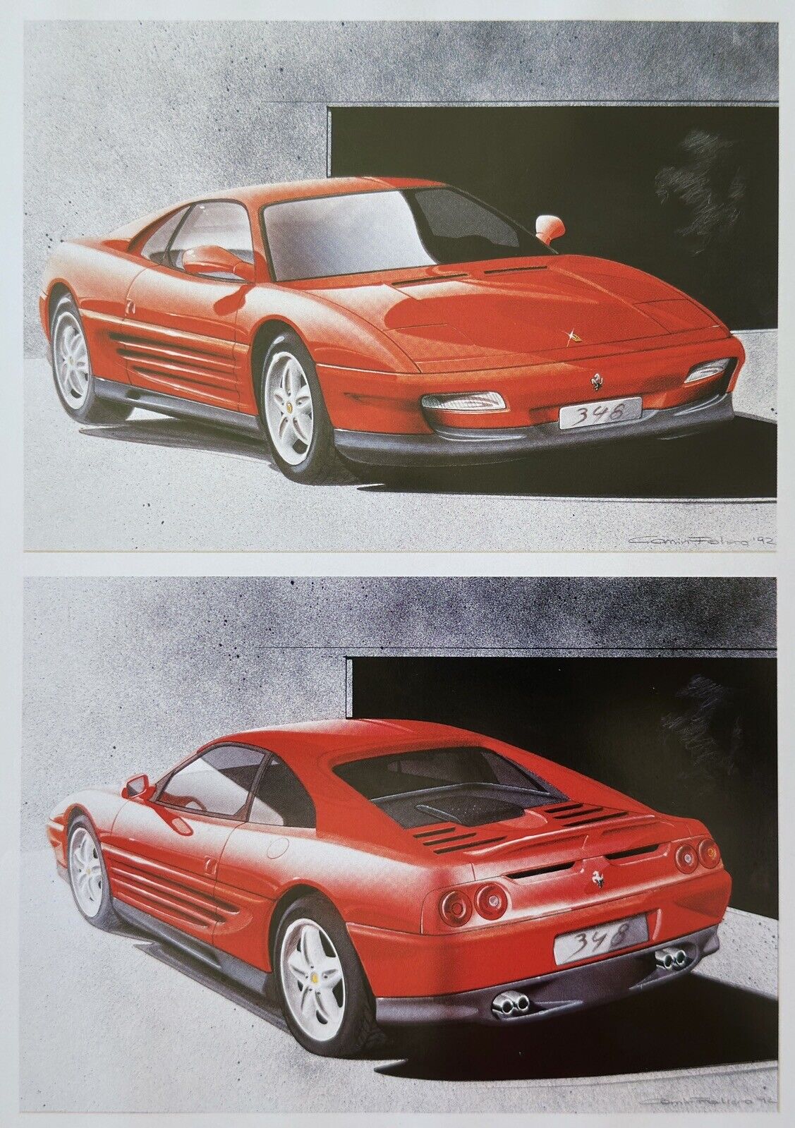 Pininfarina 1992 Ferrari F355 Design Study Rendering Art Print Comin