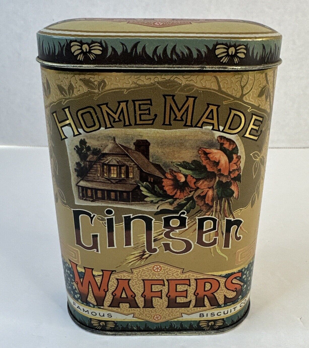 Vintage Daher Tin Ginger Wafers Biscuits With Lid Made In England