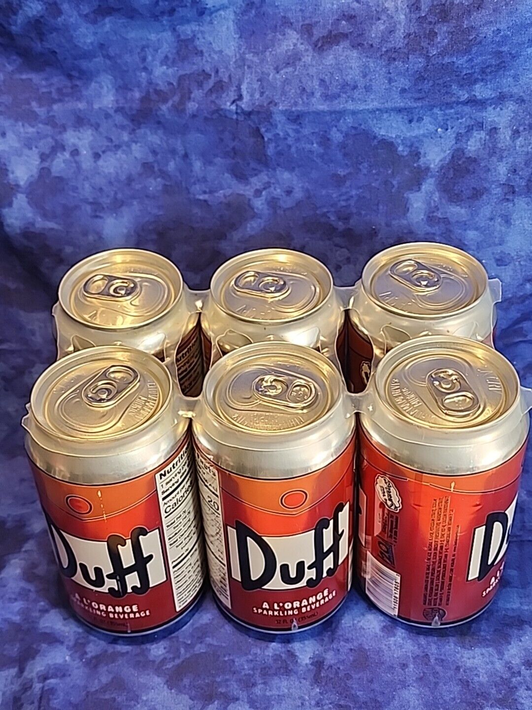 6 pack New The Simpsons DUFF Energy Drink 12 OUNCE Orange Can Novelty Can