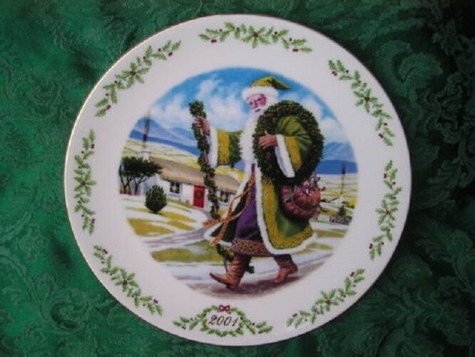 2001 Lenox Santa Victorian Christmas Plate Ireland COA FREE Bonus Gift