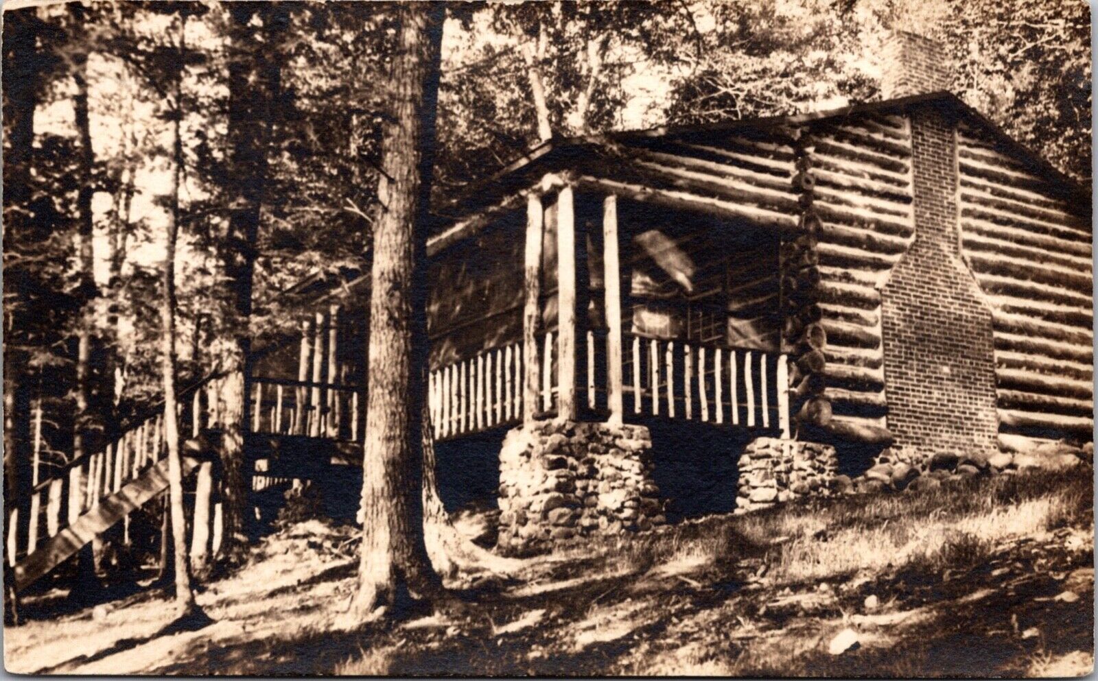 Real Photo Postcard Cabin In The Woods