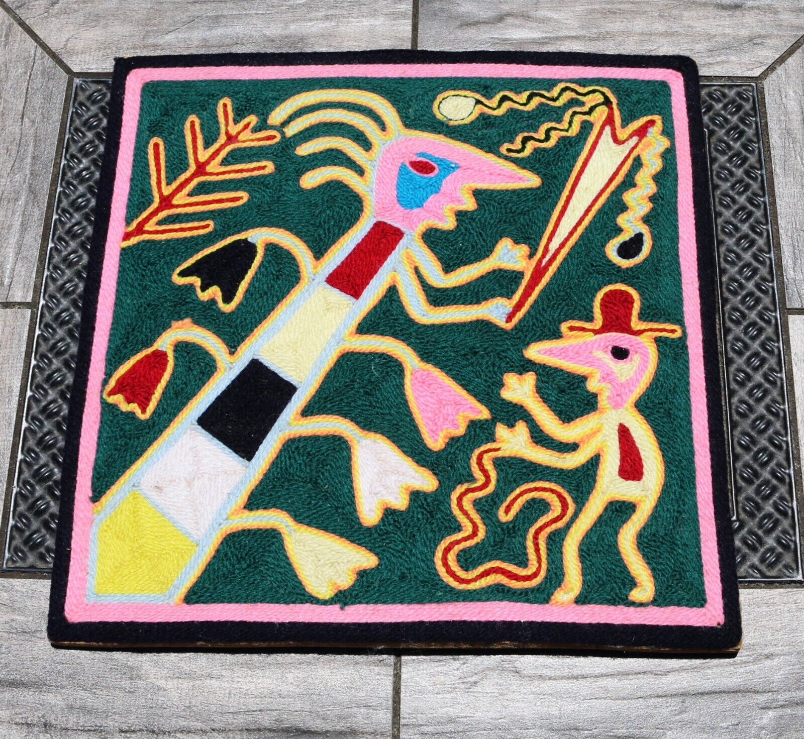 A Late 20th Century Huichol Yarn Painting  12\