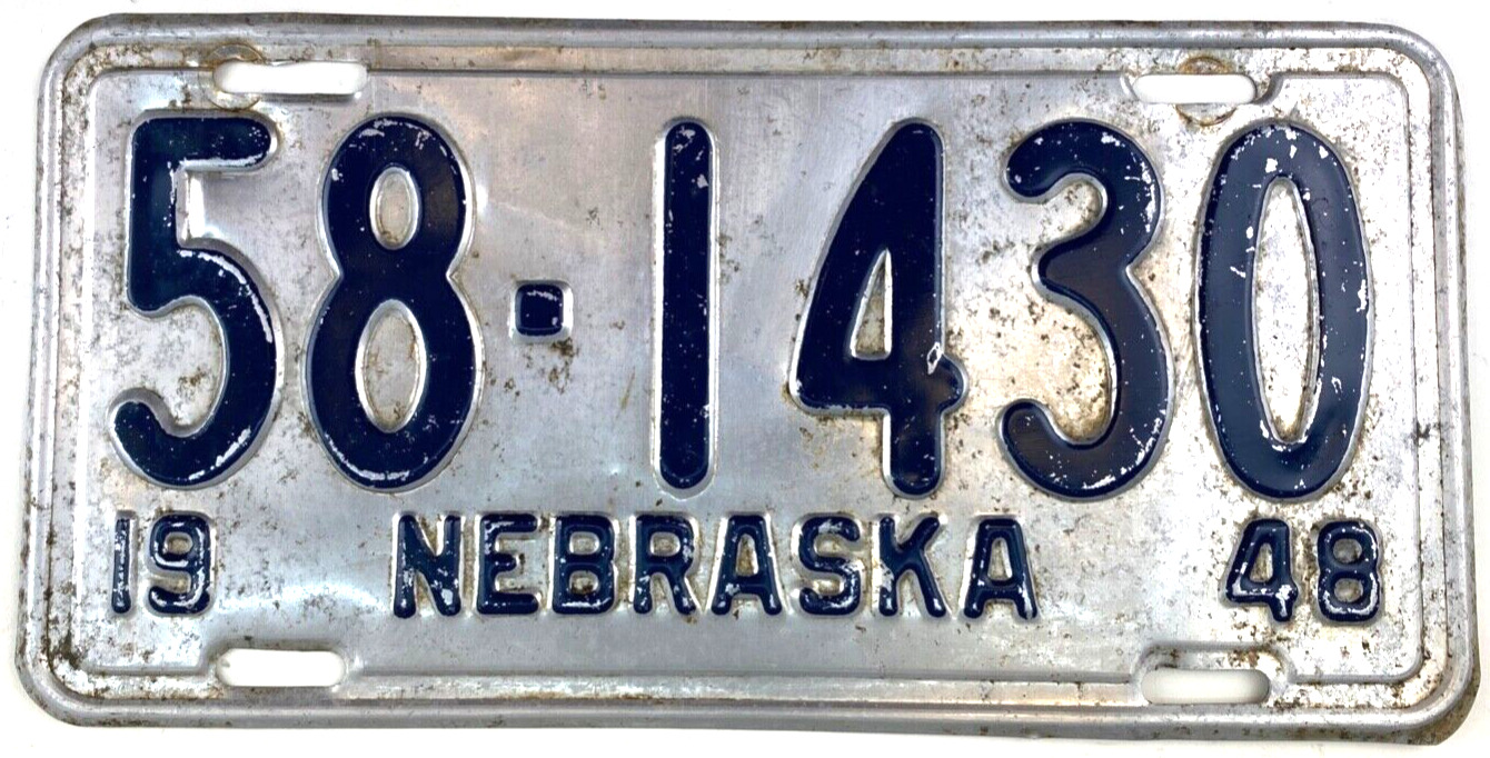 Nebraska 1948 Old License Plate Vintage Nance Co Man Cave Garage Wall Decor
